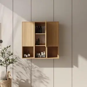 36 Inch Wall-Mounted Side Cabinet, Soft Closing Door, Suitable For Small Bathroom, Study, Storage Room, Original Oak (KD-Packing)-12*3 36 Inch Wall-Mounted Side Cabinet, Soft Closing Door, Suitable For Small Bathroom, Study, Storage Room, Original Oak (KD-Packing)-12*3