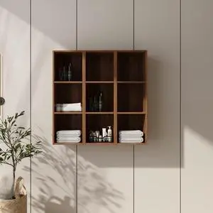 36 Inch Wall Mounted Storage Shelves Combination, Suitable For Small Bathroom, Study, Storage Room, Brown Ebony (KD-Packing)-12*3 36 Inch Wall Mounted Storage Shelves Combination, Suitable For Small Bathroom, Study, Storage Room, Brown Ebony (KD-Packing)-12*3