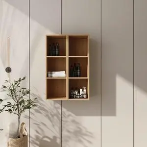 24 Inch Wall Mounted Storage Shelves Combination, Suitable For Small Bathroom, Study, Storage Room, Original Oak (KD-Packing)-12*2 24 Inch Wall Mounted Storage Shelves Combination, Suitable For Small Bathroom, Study, Storage Room, Original Oak (KD-Packing)-12*2