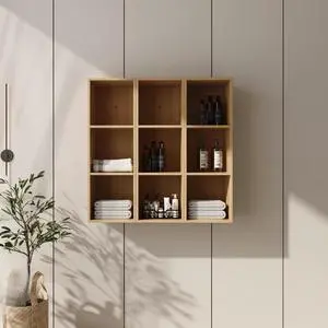36 Inch Wall Mounted Storage Shelves Combination, Suitable For Small Bathroom, Study, Storage Room, Original Oak (KD-Packing)-12*3 36 Inch Wall Mounted Storage Shelves Combination, Suitable For Small Bathroom, Study, Storage Room, Original Oak (KD-Packing)-12*3
