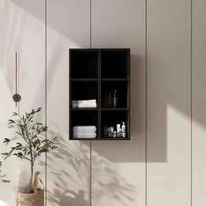 24 Inch Wall Mounted Storage Shelves Combination, Suitable For Small Bathroom, Study, Storage Room, Dark Oak (KD-Packing)-12*2 24 Inch Wall Mounted Storage Shelves Combination, Suitable For Small Bathroom, Study, Storage Room, Dark Oak (KD-Packing)-12*2