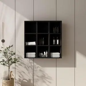 36 Inch Wall-Mounted Storage Shelves Combination, Suitable For Small Bathroom, Study, Storage Room, Dark Oak (KD-Packing)-12*3 36 Inch Wall-Mounted Storage Shelves Combination, Suitable For Small Bathroom, Study, Storage Room, Dark Oak (KD-Packing)-12*3