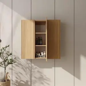 36 Inch Wall Mounted Side Cabinet Combination, Soft Closing Door, Suitable For Small Bathroom,Study, Storage Room, Original Oak (KD-Packing)-12*3 36 Inch Wall Mounted Side Cabinet Combination, Soft Closing Door, Suitable For Small Bathroom,Study, Storage Room, Original Oak (KD-Packing)-12*3