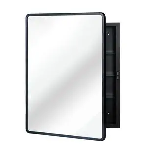 Black 24x30 inch Metal Framed Wall mount or Recessed Mirror Cabinet Black 24x30 inch Metal Framed Wall mount or Recessed Mirror Cabinet