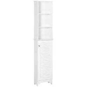 HOMCOM Tall Bathroom Storage Cabinet/Freestanding Linen Tower with 3-Tier Open Adjustable Shelf, White HOMCOM Tall Bathroom Storage Cabinet/Freestanding Linen Tower with 3-Tier Open Adjustable Shelf, White