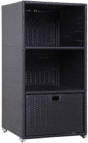 Outsunny Valet Pool Towel Rack, Waterproof PE Plastic Rattan Wicker Storage Organizer, Indoor Outdoor Spa, and Hot Tub Accessory Storage, 2 Shelves, 1 Basket Drawer, Espresso Outsunny Valet Pool Towel Rack, Waterproof PE Plastic Rattan Wicker Storage Organizer, Indoor Outdoor Spa, and Hot Tub Accessory Storage, 2 Shelves, 1 Basket Drawer, Espresso