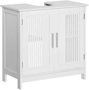 kleankin Modern Under Sink Cabinet with 2 Doors, Pedestal Under Sink Bathroom Cupboard, Bathroom Vanity Cabinet with Adjustable Shelves, White kleankin Modern Under Sink Cabinet with 2 Doors, Pedestal Under Sink Bathroom Cupboard, Bathroom Vanity Cabinet with Adjustable Shelves, White