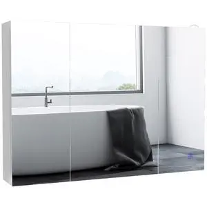 kleankin Lighted Medicine Cabinet with Mirror, 26" x 36" Wall Mounted Bathroom Mirror with Storage, 3-Color Bathroom Wall Cabinet with USB Charge, Adjustable Shelf, High Gloss White kleankin Lighted Medicine Cabinet with Mirror, 26" x 36" Wall Mounted Bathroom Mirror with Storage, 3-Color Bathroom Wall Cabinet with USB Charge, Adjustable Shelf, High Gloss White