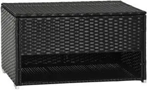 Outsunny Outdoor Deck Box & Shoe Storage, PE Rattan Wicker Towel Rack with Liner for Indoor, Outdoor, Patio Furniture Cushions, Pool, Toys, Garden Tools, Black Outsunny Outdoor Deck Box & Shoe Storage, PE Rattan Wicker Towel Rack with Liner for Indoor, Outdoor, Patio Furniture Cushions, Pool, Toys, Garden Tools, Black