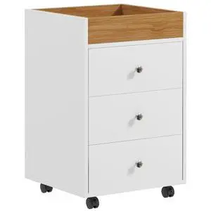 HOMCOM 3 Drawer Home Office Storage Cabinet, Office Drawer on Wheels with Removable Tray, Under Desk Printer Stand with Storage, White HOMCOM 3 Drawer Home Office Storage Cabinet, Office Drawer on Wheels with Removable Tray, Under Desk Printer Stand with Storage, White