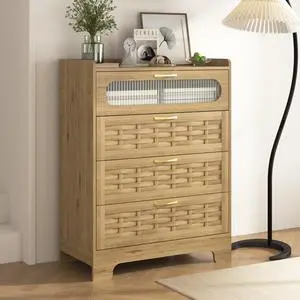 Wood 4 Drawer Dresser for Bedroom, Large Double Dresser with Wide Drawers, Modern Chest of Drawers,Storage Organizer Dresser,Nursery Dresser,for Living Room, Hallway, Bedroom, Kids Bedroom Wood 4 Drawer Dresser for Bedroom, Large Double Dresser with Wide Drawers, Modern Chest of Drawers,Storage Organizer Dresser,Nursery Dresser,for Living Room, Hallway, Bedroom, Kids Bedroom