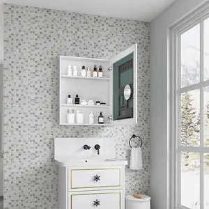 24'' W x 30'' H Surface Frameless Mirror Medicine Cabinet, Beveled Mirror Edges Bathroom Medicine Cabinet, Right opening door 24'' W x 30'' H Surface Frameless Mirror Medicine Cabinet, Beveled Mirror Edges Bathroom Medicine Cabinet, Right opening door