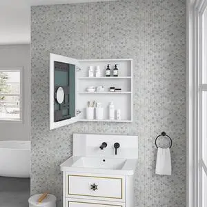 24'' W x 26'' H Surface Frameless Mirror Medicine Cabinet, Beveled Mirror Edges Bathroom Medicine Cabinet, Left opening door 24'' W x 26'' H Surface Frameless Mirror Medicine Cabinet, Beveled Mirror Edges Bathroom Medicine Cabinet, Left opening door
