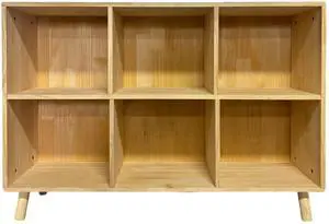 6 Cube Wooden Storage Shelf, Freestanding Open Bookcase with Legs, Natural Solid Wood Cubby Organizer for Living Room, Bedroom, Office, Entryway 6 Cube Wooden Storage Shelf, Freestanding Open Bookcase with Legs, Natural Solid Wood Cubby Organizer for Living Room, Bedroom, Office, Entryway