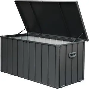 160 Gallon Outdoor Storage Deck Box Waterproof, Large Patio Storage Bin for Outside Cushions, Throw Pillows, Garden Tools, Lockable (Dark Gray) 160 Gallon Outdoor Storage Deck Box Waterproof, Large Patio Storage Bin for Outside Cushions, Throw Pillows, Garden Tools, Lockable (Dark Gray)