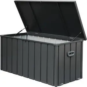 120 Gallon Outdoor Storage Deck Box Waterproof, Large Patio Storage Bin for Outside Cushions, Throw Pillows, Garden Tools, Lockable (Dark Gray) 120 Gallon Outdoor Storage Deck Box Waterproof, Large Patio Storage Bin for Outside Cushions, Throw Pillows, Garden Tools, Lockable (Dark Gray)