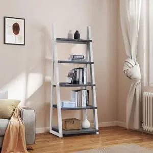 5-Tier Shelves,Bookshelf, Storage Rack, Bookcase with Rubber Wood Frame, Ladder Shelf for Living Room, Home Office, Kitchen, Bedroom, Apartment 5-Tier Shelves,Bookshelf, Storage Rack, Bookcase with Rubber Wood Frame, Ladder Shelf for Living Room, Home Office, Kitchen, Bedroom, Apartment