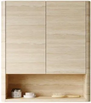ZUNO 26" Wall-Mounted Bathroom Cabinet, with Doors, Shelf and Open Storage Compartment Over The Toilet Storage Cabinet for Bathroom, Kitchen, Laundry Room, Roma Travertine-Pattern Finish ZUNO 26" Wall-Mounted Bathroom Cabinet, with Doors, Shelf and Open Storage Compartment Over The Toilet Storage Cabinet for Bathroom, Kitchen, Laundry Room, Roma Travertine-Pattern Finish
