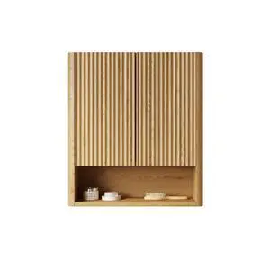 ZULA 26" Wall-Mounted Striped Bathroom Cabinet, with Doors, Shelf and Open Storage Compartment Over The Toilet Storage Cabinet for Bathroom, Kitchen, Laundry Room, Corolla Oak Woodgrain Color Finish ZULA 26" Wall-Mounted Striped Bathroom Cabinet, with Doors, Shelf and Open Storage Compartment Over The Toilet Storage Cabinet for Bathroom, Kitchen, Laundry Room, Corolla Oak Woodgrain Color Finish