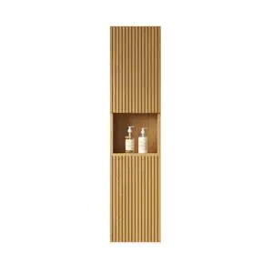 MITCH 59" Tall Bathroom Wall Mounted Cabinet, Narrow Storage Cabinet with Doors and Shelves, Suitable for Small Spaces, Applicable to Bathroom, Living Rooms and Laundry, Corolla Oak Woodgrain Color MITCH 59" Tall Bathroom Wall Mounted Cabinet, Narrow Storage Cabinet with Doors and Shelves, Suitable for Small Spaces, Applicable to Bathroom, Living Rooms and Laundry, Corolla Oak Woodgrain Color