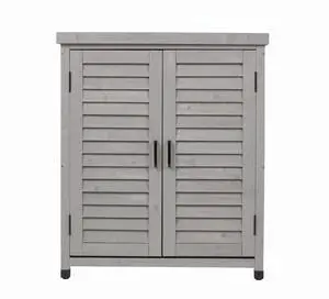 Potting Bench with Storage Cabinet and Metal Table Top for Outdoor Patio, Garden Furniture Wood Workstation Grey 31.5x17x36'' Potting Bench with Storage Cabinet and Metal Table Top for Outdoor Patio, Garden Furniture Wood Workstation Grey 31.5x17x36''