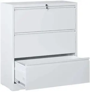 3 Drawer Lateral File Cabinet, 35.4 Inch Wide Metal Filing Cabinet, Locking Heavy Duty File Cabinet for Home Office, Anti-Tip Safety Interlock, Vertical Storage for Letter/Legal/A4 Files 3 Drawer Lateral File Cabinet, 35.4 Inch Wide Metal Filing Cabinet, Locking Heavy Duty File Cabinet for Home Office, Anti-Tip Safety Interlock, Vertical Storage for Letter/Legal/A4 Files