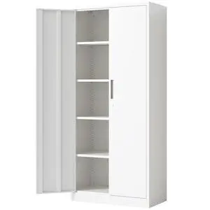 71"H Metal Garage Storage Cabinet, White Tool Steel Locking Cabinet with Doors and 4 Adjustable Shelves, Tall Cabinets for Garage Storage Systems Lockable File Cabinet for Home Office,Classroom,Pantry 71"H Metal Garage Storage Cabinet, White Tool Steel Locking Cabinet with Doors and 4 Adjustable Shelves, Tall Cabinets for Garage Storage Systems Lockable File Cabinet for Home Office,Classroom,Pantry