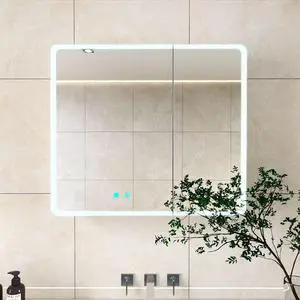 LED bathroom medicine cabinet with single-color white light ,Anti-fogging ,Easy to install Aluminum-plastic cabinet.(31.50*27.56 Two Door) LED bathroom medicine cabinet with single-color white light ,Anti-fogging ,Easy to install Aluminum-plastic cabinet.(31.50*27.56 Two Door)