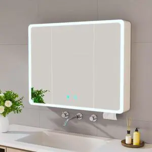 LED bathroom medicine cabinet with single-color white light ,Anti-fogging ,Easy to install Aluminum-plastic cabinet.(27.56*35.43 Three Door) LED bathroom medicine cabinet with single-color white light ,Anti-fogging ,Easy to install Aluminum-plastic cabinet.(27.56*35.43 Three Door)