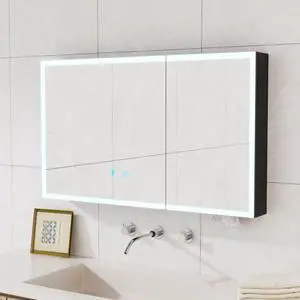 LED bathroom medicine cabinet with single-color white light,Anti-fogging ,Easy to install Aluminum cabinet.(35.43*23.62 Two Door) LED bathroom medicine cabinet with single-color white light,Anti-fogging ,Easy to install Aluminum cabinet.(35.43*23.62 Two Door)