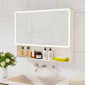 LED bathroom medicine cabinet with single-color warm light.Anti-fogging ,Easy to install Aluminum-plastic cabinet.(35.43*27.56 Three-Door) LED bathroom medicine cabinet with single-color warm light.Anti-fogging ,Easy to install Aluminum-plastic cabinet.(35.43*27.56 Three-Door)