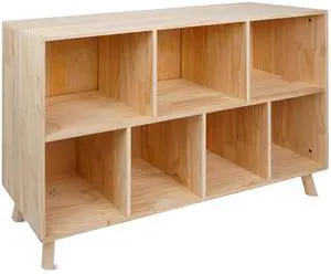 Pine Wood 7 Cube Bookshelf, 45.0"L x 28.5" H Storage Organizer for Books/Toys/Home, Modern Wooden Bookcase for Home/Office Pine Wood 7 Cube Bookshelf, 45.0"L x 28.5" H Storage Organizer for Books/Toys/Home, Modern Wooden Bookcase for Home/Office