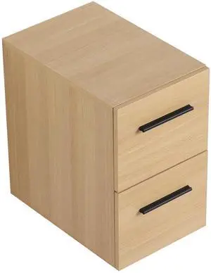 12" Floating Bathroom Vanity Drawer Base, Light Oak Plywood Cabinet, Wall-Mounted Storage with 2 Drawers & Black/Aluminum Handles (Sink Not Included) 12" Floating Bathroom Vanity Drawer Base, Light Oak Plywood Cabinet, Wall-Mounted Storage with 2 Drawers & Black/Aluminum Handles (Sink Not Included)