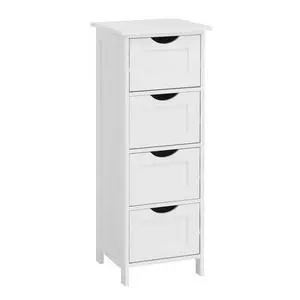 White Bathroom Storage Cabinet, Freestanding Cabinet with Drawers White Bathroom Storage Cabinet, Freestanding Cabinet with Drawers