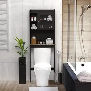Modern Over The Toilet Space Saver Organization Wood Storage Cabinet for Home, Bathroom - Espresso Modern Over The Toilet Space Saver Organization Wood Storage Cabinet for Home, Bathroom - Espresso