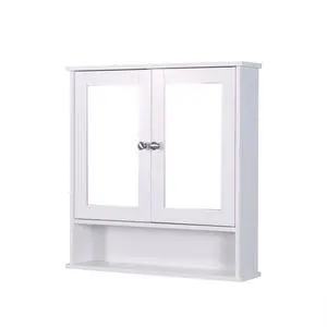White Wall Mounted Bathroom Cabinet with 2 Mirror Doors and Adjustable Shelf White Wall Mounted Bathroom Cabinet with 2 Mirror Doors and Adjustable Shelf