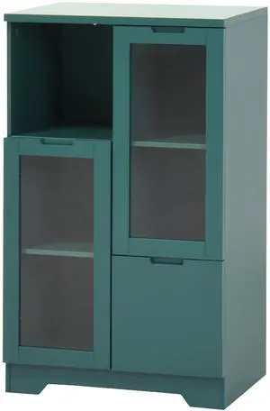 MDF painted Cabinet with Glass Doors and drawer, open storage space, Green ,Bedroom, Living room MDF painted Cabinet with Glass Doors and drawer, open storage space, Green ,Bedroom, Living room