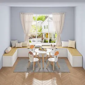 Right-angle Light-colored Storage Bench with Extra-large Storage Compartment, Easy to Assemble Right-angle Light-colored Storage Bench with Extra-large Storage Compartment, Easy to Assemble