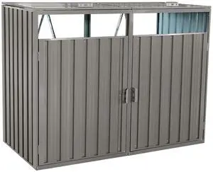 Garbage Bin Shed Stores 2 Trash Cans Metal Outdoor Bin Shed for Garbage Storage,Stainless Galvanized Steel, Bin Shed for Garden Yard Lawn,Grey Garbage Bin Shed Stores 2 Trash Cans Metal Outdoor Bin Shed for Garbage Storage,Stainless Galvanized Steel, Bin Shed for Garden Yard Lawn,Grey
