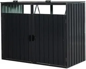 Garbage Bin Shed Stores 2 Trash Cans Metal Outdoor Bin Shed for Garbage Storage,Stainless Galvanized Steel, Bin Shed for Garden Yard Lawn Garbage Bin Shed Stores 2 Trash Cans Metal Outdoor Bin Shed for Garbage Storage,Stainless Galvanized Steel, Bin Shed for Garden Yard Lawn