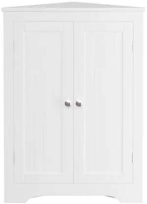 Floor Corner Cabinet with 2 Doors and Adjustable Shelves, Freestanding Narrow Cabinet Organizer, Corner Storage Cabinets for Bathroom, Kitchen, Living Room, or Bedroom, White Floor Corner Cabinet with 2 Doors and Adjustable Shelves, Freestanding Narrow Cabinet Organizer, Corner Storage Cabinets for Bathroom, Kitchen, Living Room, or Bedroom, White