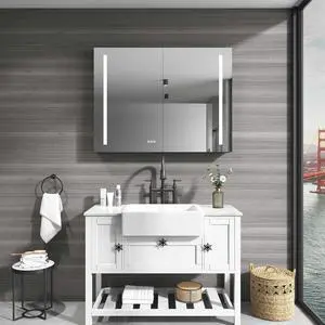 40in. W x 30 in. H LED Large Rectangular Aluminum Alloy Surface Mount Medicine Cabinet with Mirror 40in. W x 30 in. H LED Large Rectangular Aluminum Alloy Surface Mount Medicine Cabinet with Mirror