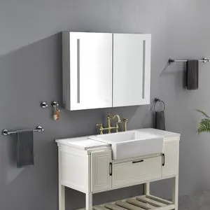 40in. W x 30 in. H LED Large Rectangular Aluminum Alloy Surface Mount Medicine Cabinet with Mirror 40in. W x 30 in. H LED Large Rectangular Aluminum Alloy Surface Mount Medicine Cabinet with Mirror