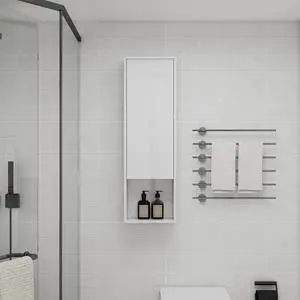 12" Bathroom Wall Cabinet, Soft Close Doors, Float Mounting Design,Glossy White,(KD-Packing) 12" Bathroom Wall Cabinet, Soft Close Doors, Float Mounting Design,Glossy White,(KD-Packing)
