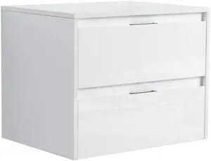 24" Bathroom Wall Cabinet, 2-Soft Close Drawer, Float Mounting Design, Glossy White,(KD-Packing) 24" Bathroom Wall Cabinet, 2-Soft Close Drawer, Float Mounting Design, Glossy White,(KD-Packing)