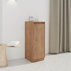 12" Small Freestanding Storage Cabinet, Soft Close Doors, Imitative Oak, Plywood (KD-Packing) 12" Small Freestanding Storage Cabinet, Soft Close Doors, Imitative Oak, Plywood (KD-Packing)