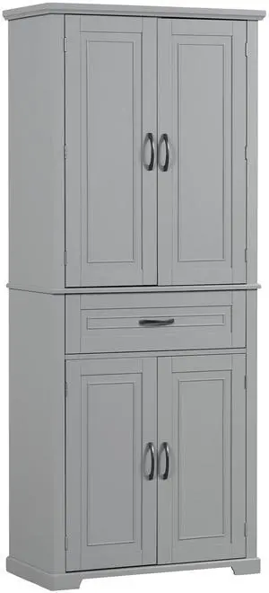 Bathroom Storage Cabinet with Doors and Drawer, Multiple Storage Space, Adjustable Shelf, Grey Bathroom Storage Cabinet with Doors and Drawer, Multiple Storage Space, Adjustable Shelf, Grey
