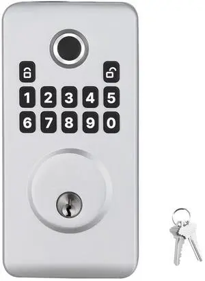 Fingerprint Door Lock, Electronic Biometric Deadbolt with Pioneering Easy-Grip Design, Auto Locking, One-Time Code, Anti-Peeking Password, Keyless Entry Door Lock for Home, Apartment, Silver Fingerprint Door Lock, Electronic Biometric Deadbolt with Pioneering Easy-Grip Design, Auto Locking, One-Time Code, Anti-Peeking Password, Keyless Entry Door Lock for Home, Apartment, Silver