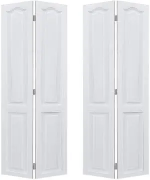 Dual CNC crafted modern door 3/4" thick 44 in. x 84 in. Solid Core White Finished Vinyl bi-fold door With Hardware kit Dual CNC crafted modern door 3/4" thick 44 in. x 84 in. Solid Core White Finished Vinyl bi-fold door With Hardware kit
