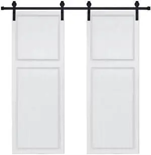 Double Modern 2 panel 64 in. x 80 in. MDF white walnut Barn Sliding Door With Hardware kit Double Modern 2 panel 64 in. x 80 in. MDF white walnut Barn Sliding Door With Hardware kit